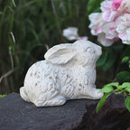 White Cement Rabbit Statue, Easter Bunny for Outdoor Garden Decor - Image 3