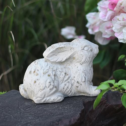 White Cement Rabbit Statue, Easter Bunny for Outdoor Garden Decor - Image 3