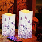 Floral Butterfly Flameless Light Candles with Timer Remote Control Battery Operated Candles with Color Changing Fake Electric Pillar Candle Tea Lights Home Table Indoor Beach Decoration - Image 5