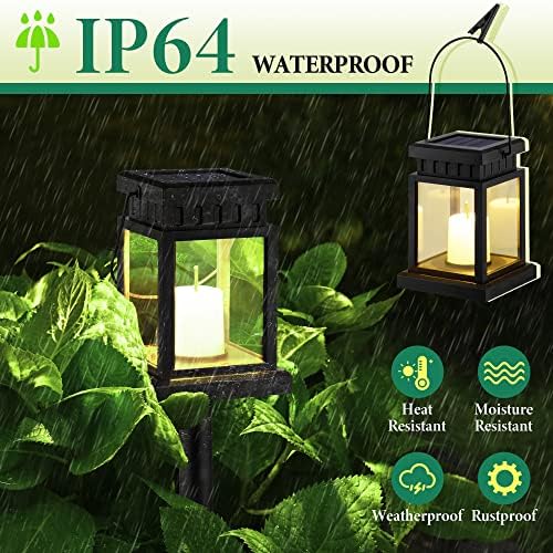 SOLPEX Solar Lanterns Outdoor Waterproof, 8 Pack Solar Lights Outdoor LED Hanging Lantern Lights, Candle Effect Decorative Lights with Stakes for Outside, Garden, Patio, Porch, Yard, Pathway - Image 6
