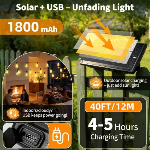 Solar Lights Outdoor, 40FT ST38 LED IP65 Waterproof Patio Lights - Image 3