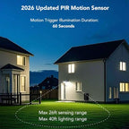EMANER Motion Lights Solar Powered, Outdoor Flood Lights Stay On or Motion On/Off, Dusk to Dawn Security Solar Light, Covers up to 40ft Distance Landscape Spotlights for Garden Backyard Path, 8-Pack - Image 6