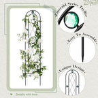 2 Pack 4' H x 10" W Metal Arched Garden Trellis for Potted Climbing Plants Outdoor Rustic Black Coating Iron Wire Lattices Grid Panels for Vine Pergola Cucumbers Vegetables Flower Support - Image 3