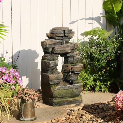 Bumilgar Arch Garden Fountain with LED Lights, 26.4 in Stacked Rock - Image 5