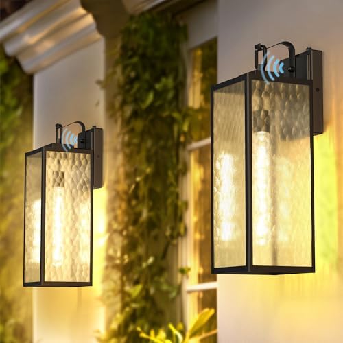 Outdoor Wall Lights, Exterior Lighting Fixtures with Water Ripple Shade 16" by DORESshop