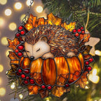Cute Little Hedgehog Pumpkin Acrylic Suncatcher - Image 6