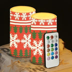 2Pcs Snowflake Stripes Flickering Flameless Bulk Candles Battery Operated with Remote and Timer LED Pillar Candles for New Year Home Decoration - Image 5