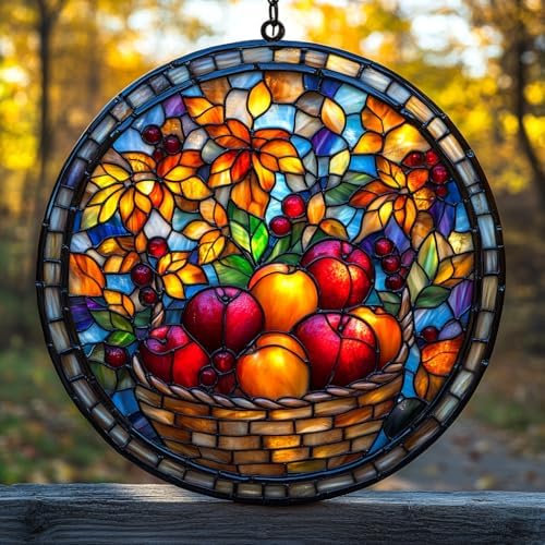Basket Full of Fruits Vibrant Acrylic Suncatcher by AVAGAN