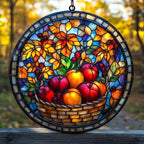 Basket Full of Fruits Vibrant Acrylic Suncatcher by AVAGAN