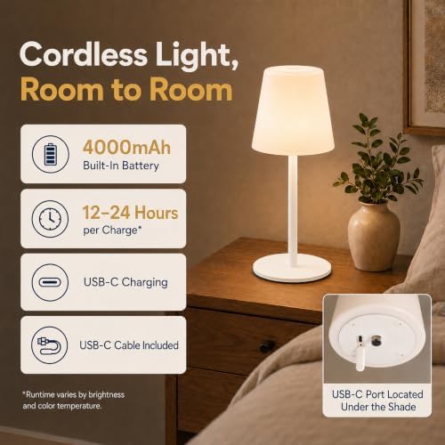 Shower Lamp Rechargeable Waterproof Lamp, Cordless Table Lamp for Bathroom - Image 4
