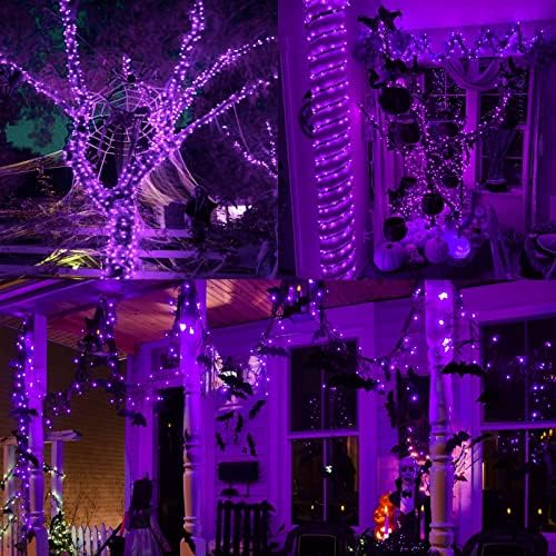 YIQU 2 Pack 144 FT 400 LED Solar Halloween Lights String Outdoor Purple - Image 2