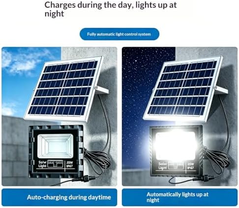Solar Flood Light, IP67 Waterproof LED Security Light, Auto Dusk to Dawn, Wall Mount Outdoor Floodlight for Yard, Garden, Patio, Street (White, Model 500W) - Image 4