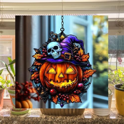 Witch Jack-o'-Lantern Skull Acrylic Suncatcher - Image 4