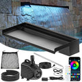 POPOSOAP Pond Waterfall Kit with Colorful LED Lights & 1200GPH Pond Pump, APP & Remote Control, Auto Timer, Pond Waterfall Spillway with 9.8FT Corrugated Tube for Pool, Garden, Patio, Backyard-P46D by POPOSOAP
