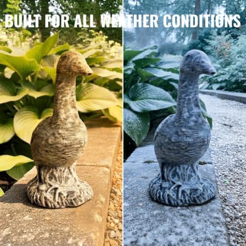 OLOMA Concrete Goose Garden Statue Outdoor Lawn Decor Handmade Realistic Cement Waterflown Bird Sculpture Weather Resistant Yard Ornament Farmhouse Garden Accent Patio Porch Landscaping Decoration - Image 7