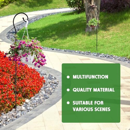 Hicarer 12 Pcs Shepherds Hooks for Outdoor 45 Inch 1/3 Bird Feeder Pole Rust Resistant Steel Shepard Hooks for Wedding Garden Bird Feeders Hanging Lanterns Solar Outdoor Lights - Image 4