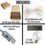 50 Foot Globe String Lights - White Wire - 50 G40 Clear 1.6 Inch Bulbs - Image 7