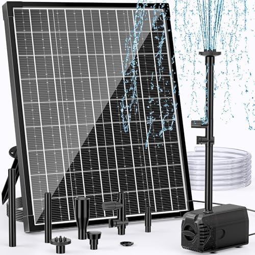 POPOSOAP Solar Water Fountain Pump, 30W Solar Pond Pump 160GPH Adjustable Flow, Dry-Run Protection, 16.5Ft Cord /6.6Ft Tubing for Pond/Waterfall/Garden/Hydroponics-P130H by POPOSOAP
