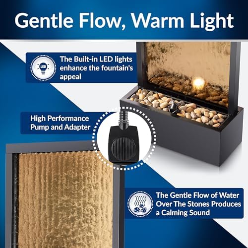 Alpine Corporation 72" Bronze Mirror Waterfall Fountain with LED Lights - Image 6