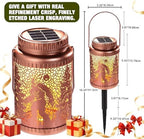 Cooo 6 Pack Solar Lanterns Outdoor Waterproof Bigfoot Sasquatch Christmas Trees Solar Pathway Lights Landscape Path Christmas Gifts for Women Mom Grandma Outdoor Table Lamp Garden Yard Decor-Rose Gold - Image 2