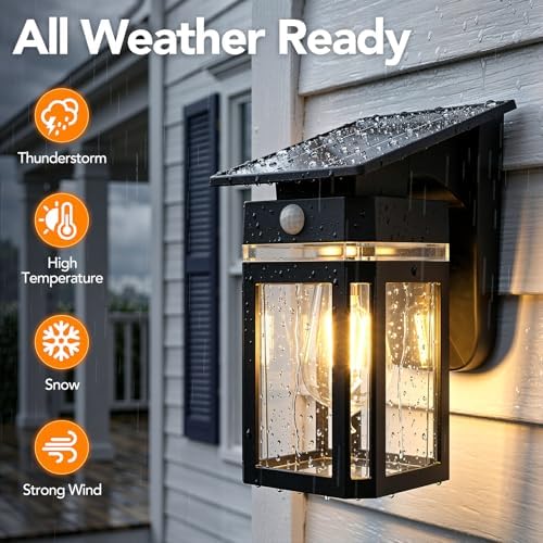 Outdoor Solar Porch Light Motion Sensor 2700K Warm White 2Pack - Image 7