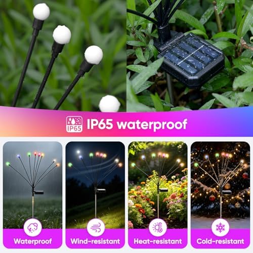 Solar Firefly Lights Outdoor Waterproof Adjustable Height, Multicolor 8Pack - Image 6