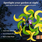87" Wind Spinner Outdoor with Solar Light, Large Metal Wind Sculptures Spinners, Windmill for Garden Yard Patio Lawn Decor-Verdant Moon (23" W x 87" H) - Image 3