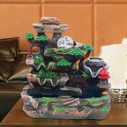 Tabletop Fountain Ornament, 110V Desktop Waterfall Fountain with LED Atomizer and Pond, Featuring Realistic Waterfall Artificial Trees, Rockery Water Fountains for Indoor Home Office Desk Decor (F) - Image 3