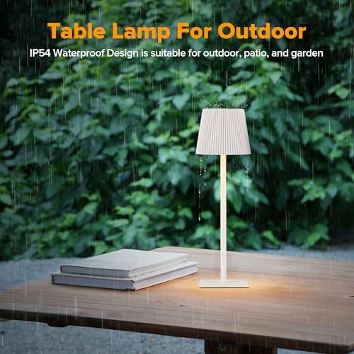 LUTEC 4 Pack Cordless Table Lamp,6000mAh Rechargeable Battery Operated Desk Lamp,Two Adjustable Heights,Waterproof, Touch Control & 3 Color Stepless Dimming for Restaurant/Bedroom/Bars/Outdoor (White) - Image 5