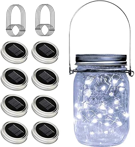 Solar Mason Jar Lid Light 8 Pack Cold White Waterproof Outdoor Decor by yeuago