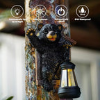 Goodeco Black Bear Tree Hugger with Solar Lantern - Garden Statue for Yard - Image 6