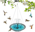 Solar Cascade Hanging Bird Bath Fountain,Outdoor Hanging Bird Bath with Solar Powered Water Pump,Decorative Water Feature for Garden Patio Yard,Perfect for Hummingbirds&Wild Birds (Blueb) by NHGEY