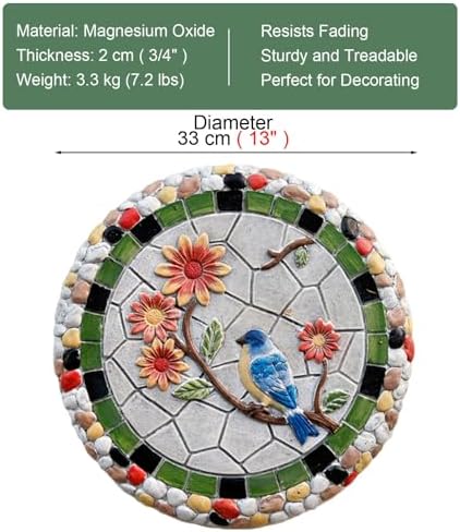 Kunovo Outdoor Garden Stepping Stone, Round Dimensional Pattern Walkway Step Stones Φ 13"", Multicolored Decorative Stone for Pathways/Lawns/Pond Areas (Style : Bird, Size : 2PCS), 58741 - Image 4