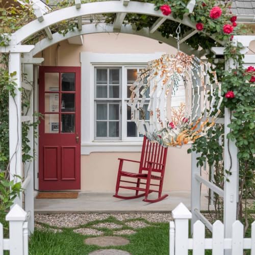 12 Inch Coastal Fall Wind Spinner for Yard and Garden,Thanksgiving Orange Pumpkin Leaves Gray Wooden Hanging Ornaments Outdoor 3D Kinetic Wind Sculpture Spinners Indoor Outdoor Patio Décor Gift - Image 4