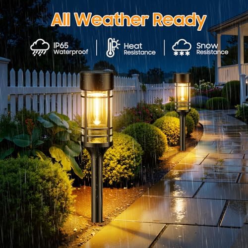 LETMY 12 Pack Solar Pathway Lights Outdoor, Solar Lights Outdoor Waterproof IP65, Bright Solar Garden Lights Outdoor, Auto On/Off Outdoor Solar Lights for Yard Walkway Driveway Landscape Garden Decor - Image 4