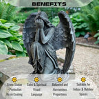 OLOMA Guardian Weeping Angel Concrete Garden Statue Kneeling Crying Cherub Sculpture Outdoor Memorial Grave Decor Religious Lawn Ornament Cemetery Headstone Tribute Art Handcrafted Spiritual Figurine - Image 3