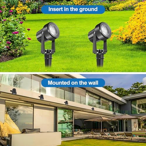 LED Spotlights Outdoor,Low Voltage Landscape Lighting IP65 Waterproof with US Plug, 3000K Warm White Outdoor Spot Lights for Yard Flag Pole House Garden Tree(6-in-1) - Image 6