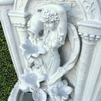 XBrand 30.3" Solar-Powered Outdoor Wall Fountain with Flower Maiden Statue, Antique Stone Waterfall Design for Garden, Yard Décor & Bird Bath, Polyresin - Image 4