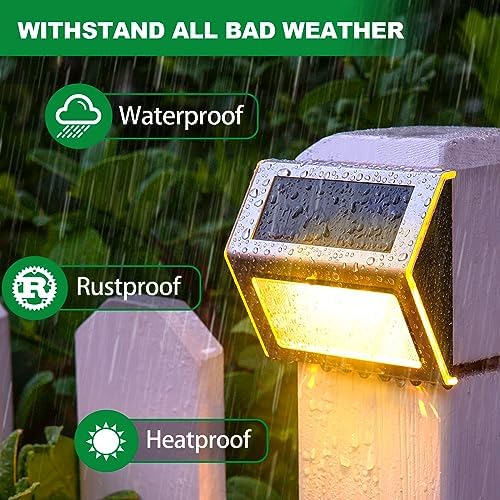 JSOT Solar Deck Lights Perfect for Fence, Step, Stair Decor-Warm White-8P - Image 6