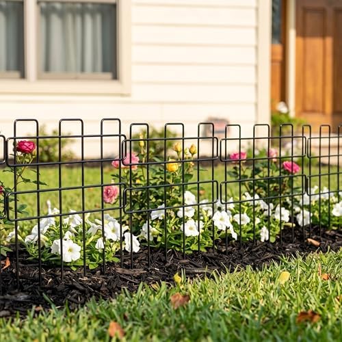 ShopLaLa Garden Fence Animal Barrier (10 Panels) 12in(L) x 16.5in(H) Small and Short White Metal Wire Fencing Decorative Flower Bed Edging for Landscape Plant Protector Dog Fences Yard Outdoor Decor - Image 6