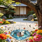 Hanging Solar Bird Bath Fountain Solar Powered Bird Bath Fountains Water Pump with 8 Spray Heads Water Feature for Hummingbirds in Garden Yard Patio, Blue - Image 6