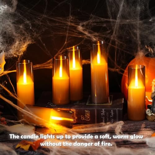 kakoya Flameless LED Candles Upgraded Realistic Flickering Flame,7Pcs Battery Operated Candles with Remote Timers,LED Pillar Candles for Home Decor,Christmas,and Parties（Grey） - Image 2