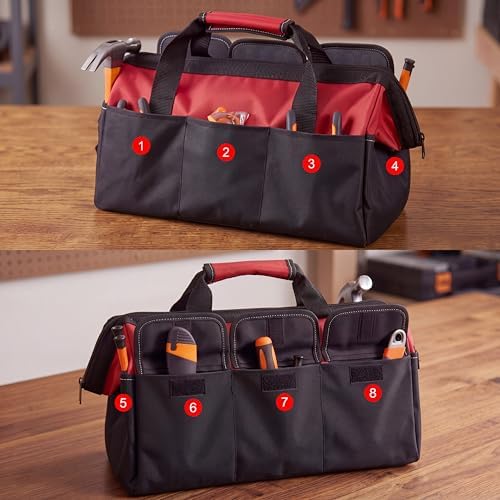 Sanwuta 3 Pack 18 Inch Tool Bags, Side Gusset, Red, Army Green, Blue - Image 4