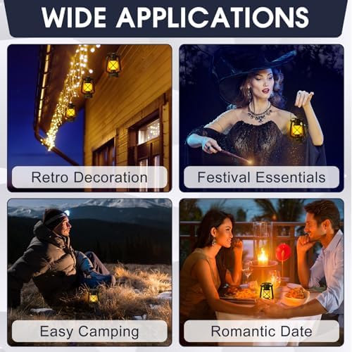 VIHOSE 6 Pcs Solar Lantern Outdoor Waterproof Flickering Fire Light, Retro - Image 6