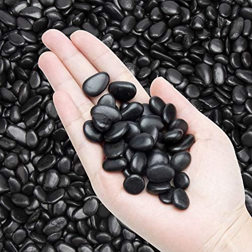10lb Black Small Decorative Pebbles - Gravel River Rock,Natural Polished Decorative Stones 3/8" Gravel Size,Pebbles Gravel for Bamboo Plants,Succulent,Home Decor,Landscaping,Vase Fillers and More. by OUPENG