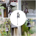 Cast Iron Flower Bird Bell Rustic Retro Wall Decor Brown Iron - Image 5