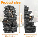 Outdoor Multi-Tiers Cascading Rock Water Fountain with LED Warm Light, Outside Patio Water Features Fountain, Garden Waterfall Decor for Patio, Backyard, Porch and Home Art Decor Grey - Image 2