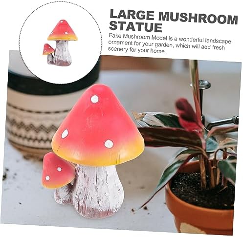 GALPADA Decorative Large Resin Mushroom Sculpture for Garden Vivid Outdoor Adornment for Fairy Garden Lawn and Patio Decor Lightweight Durable and Mushroom Figurine - Image 5