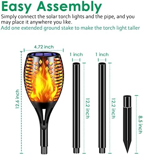 TomCare Flickering Flame Solar Torch Lights Outdoor, 43" Tall, 4 Pack - Image 4