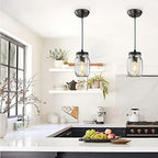 Glass Mason Jar Light Fixtures, 1-Light Kitchen Island Lighting, Farmhouse Pendant Lights Kitchen Island, Adjustable Black Hanging Lights for Kitchen Over Sink Dining Room - Image 4